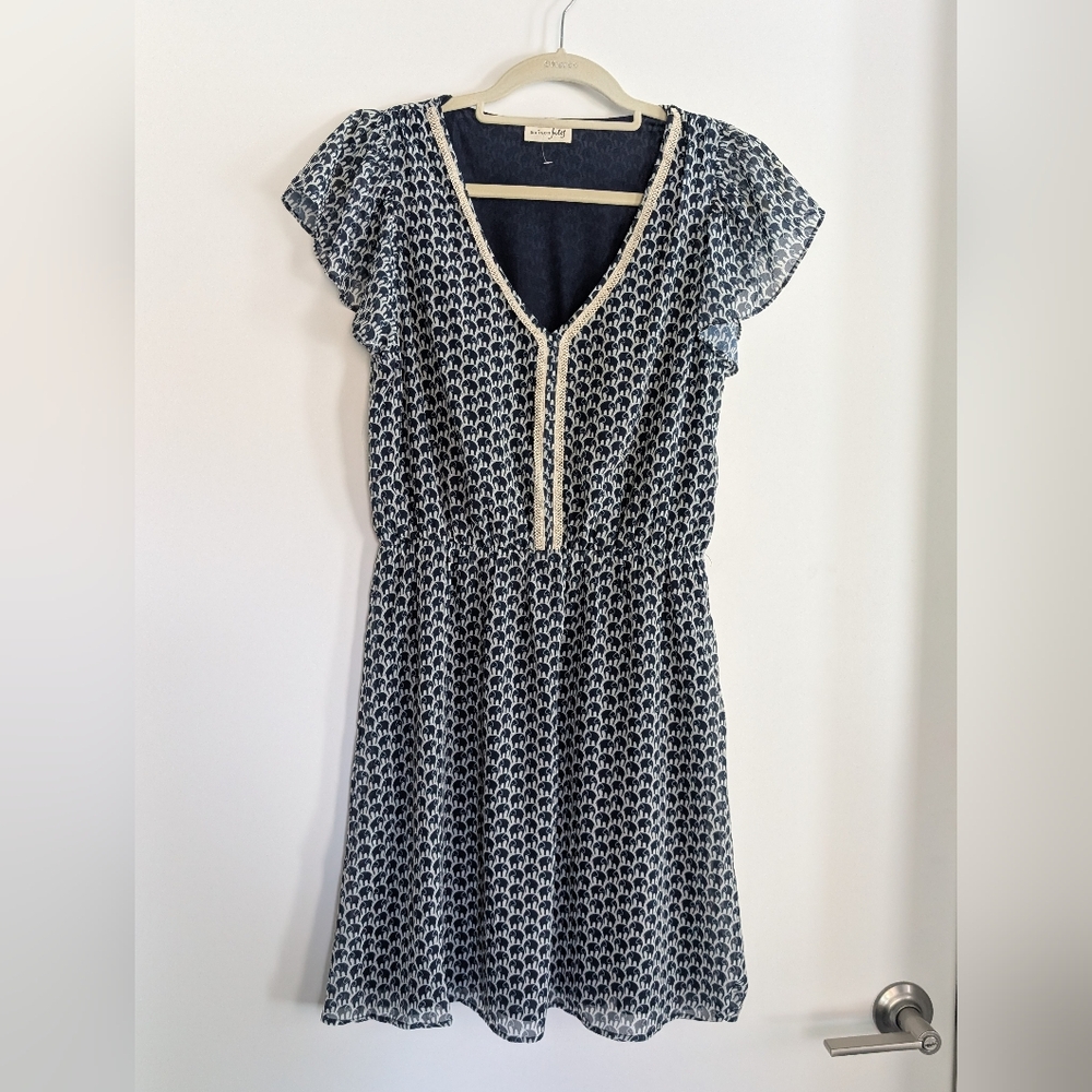 Maison Jules Elephant Print Flutter Sleeve Dress – Size S 🐘✨